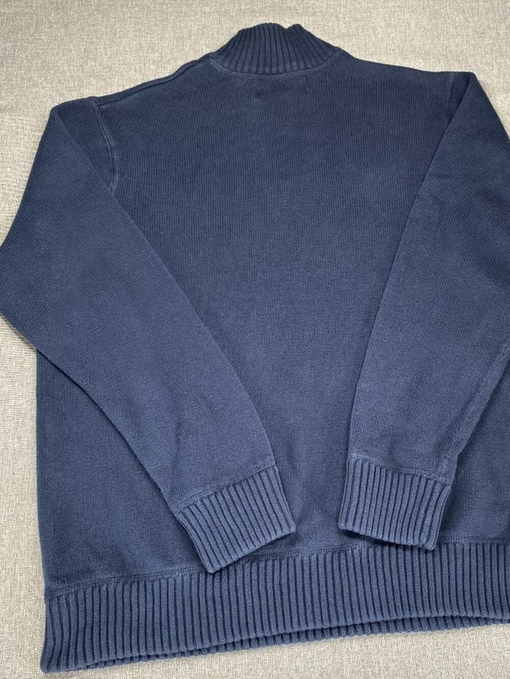 Eddie Bauer 1/4 Zip Ribbed Knit Sweater Top Men's XL Blue Casual - Picture 9 of 13